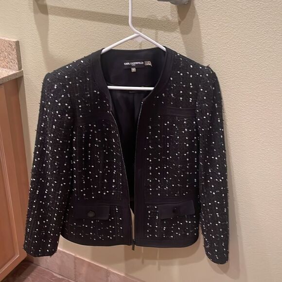 Karl Lagerfield Paris woman black and white tweed jacket - Picture 16 of 16